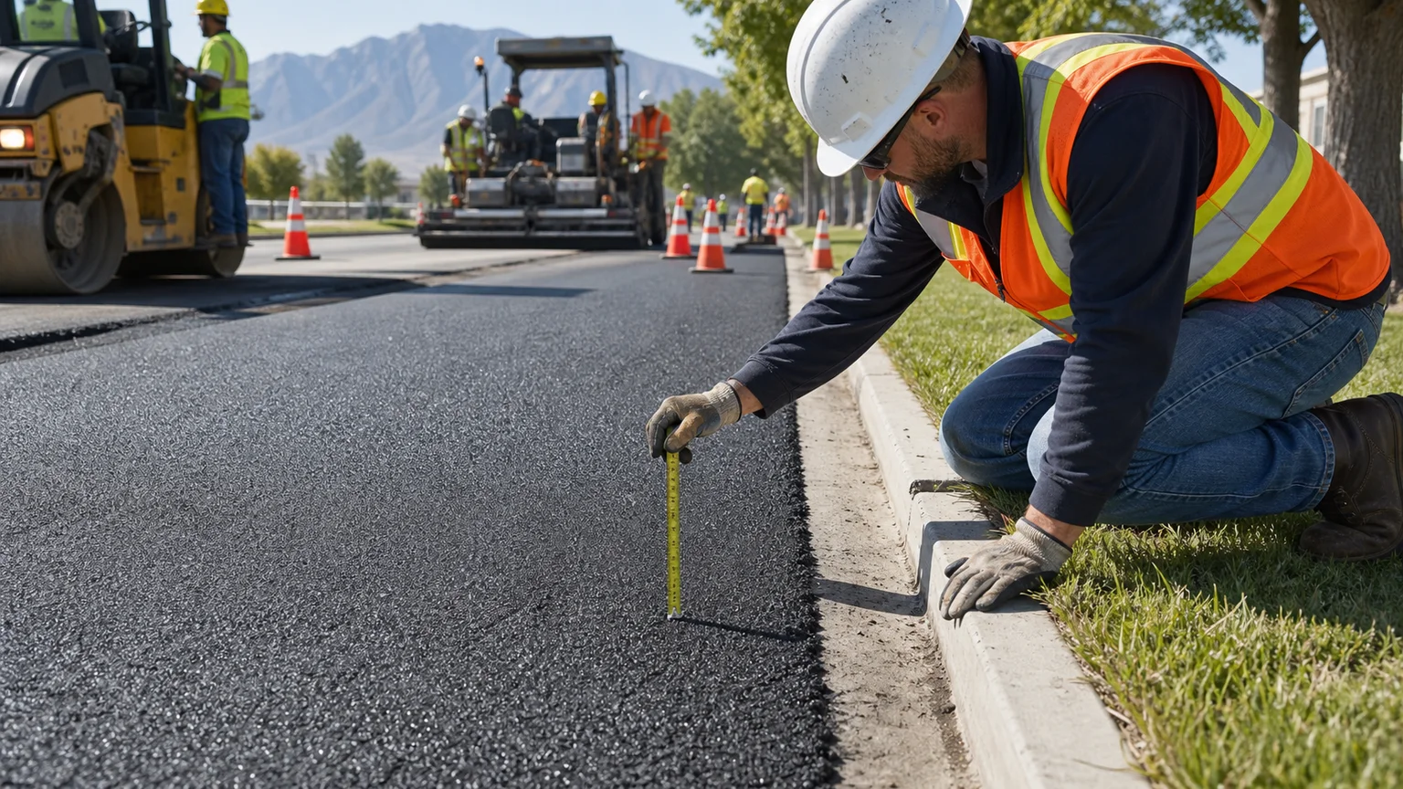 Quality-control step for commercial asphalt paving in Spanish Fork, Utah
