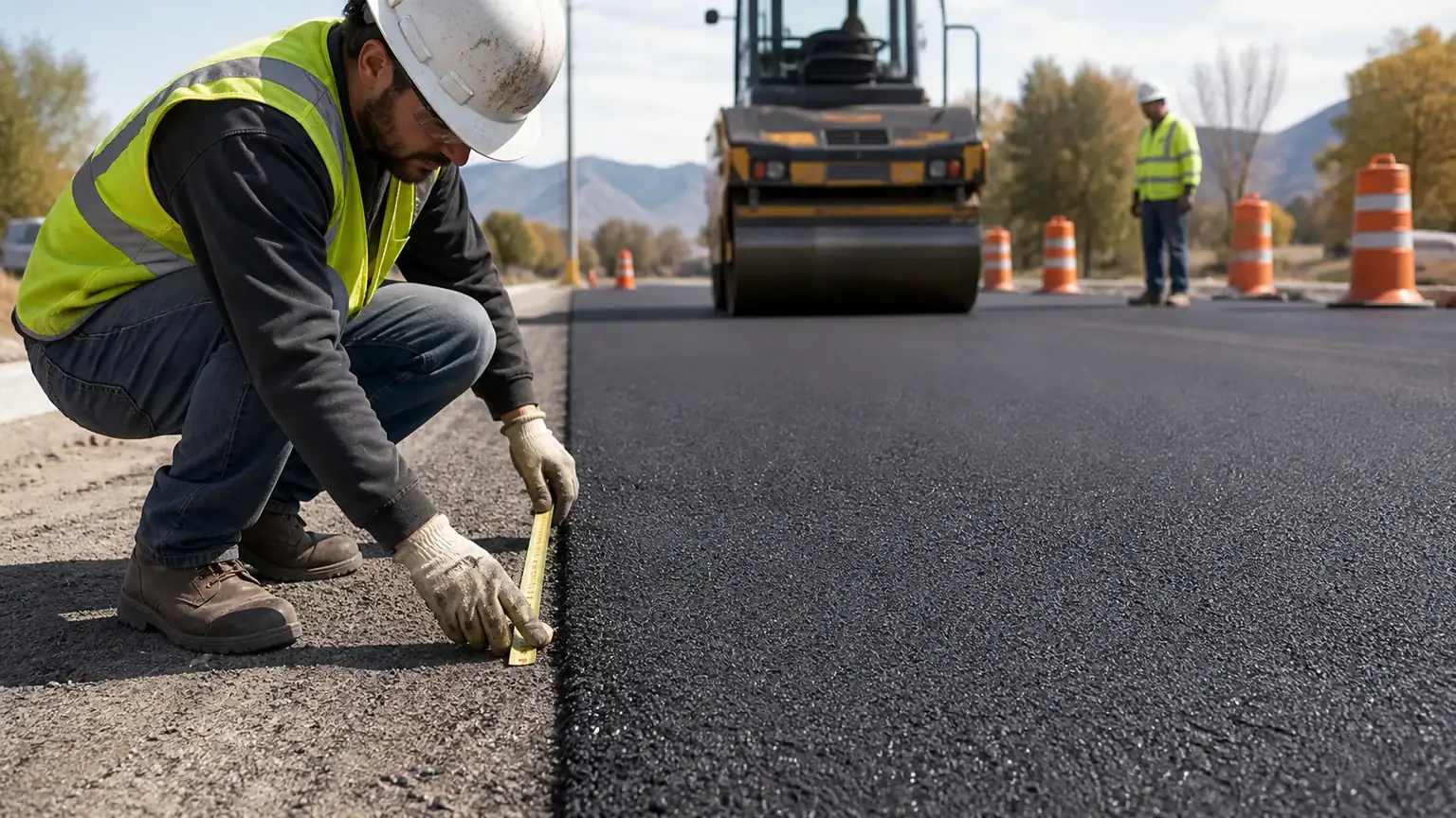 Quality-control step for commercial asphalt paving in Spring Lake, Utah