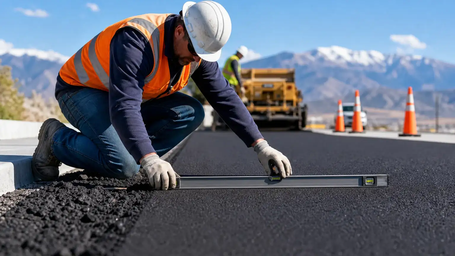 Quality-control step for commercial asphalt paving in Springville, Utah