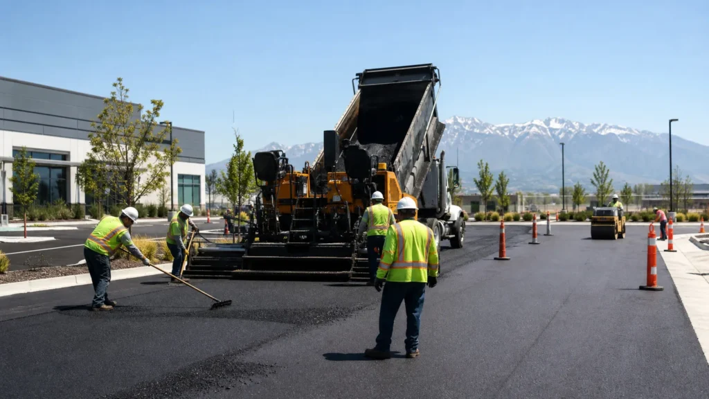Commercial Asphalt Paving in West Jordan, Utah: 2026 Costs, Truck Loading, Phased Access and Quality Specifications