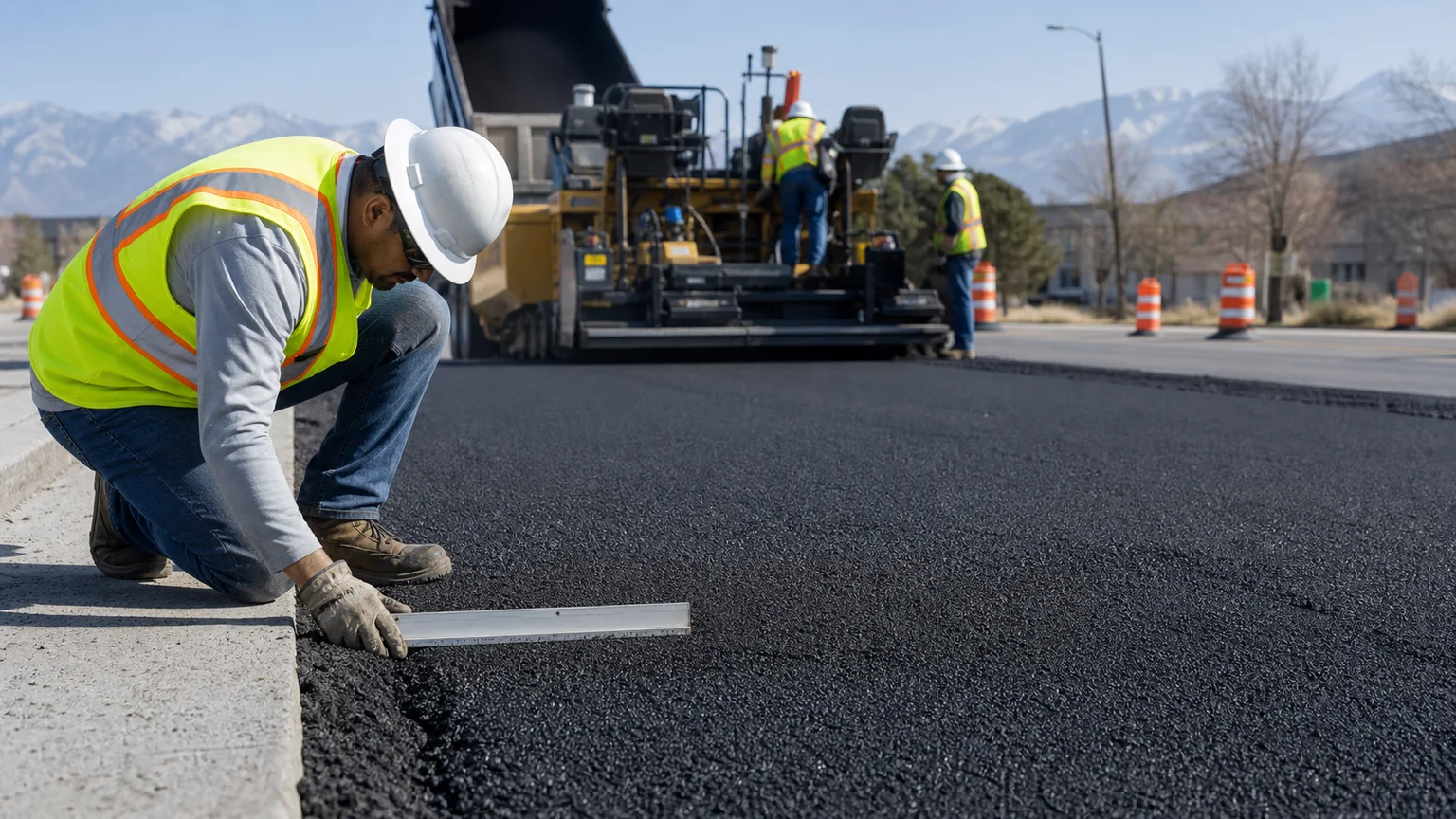 Quality-control step for commercial asphalt paving in West Jordan, Utah
