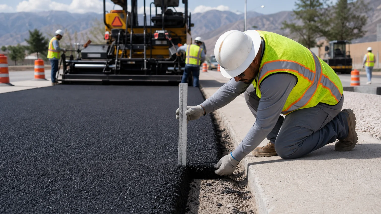 Quality-control step for commercial asphalt paving in West Valley City, Utah
