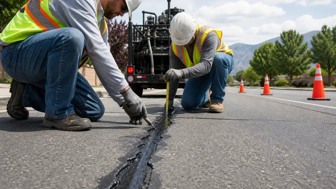 Quality-control step for crack sealing in American Fork, Utah