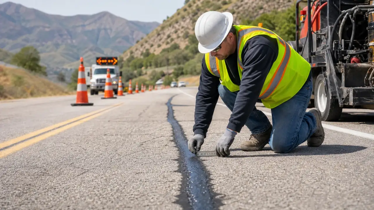 Quality-control step for crack sealing in Cedar Hills, Utah