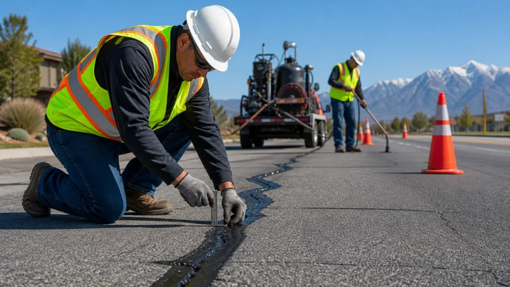 Utah Crack Sealing Cost Guide for 2026 representative quality-control inspection