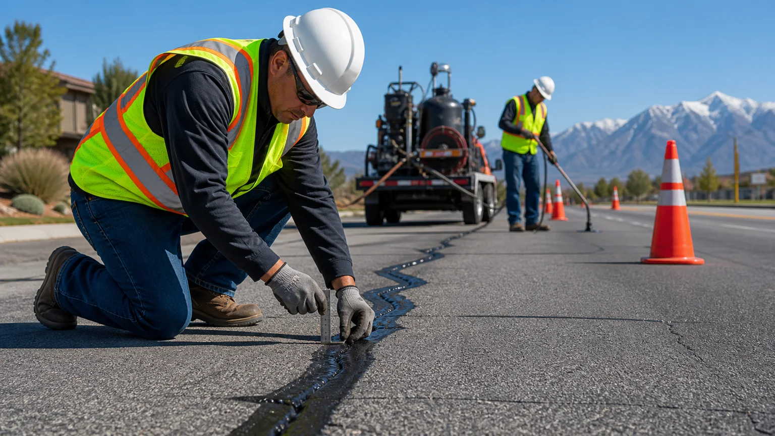 Quality-control step for crack sealing in Draper, Utah