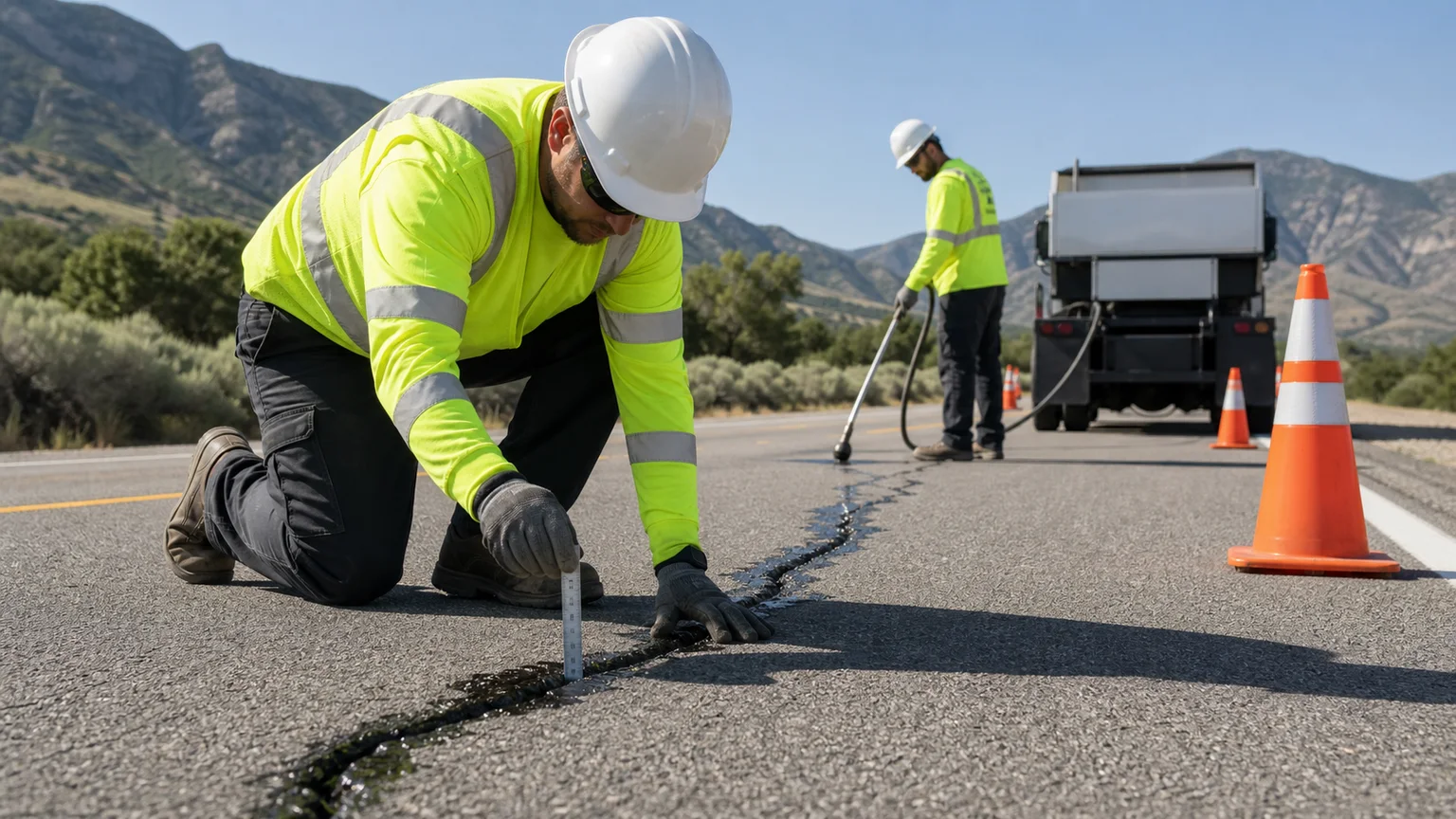 Quality-control step for crack sealing in Elk Ridge, Utah