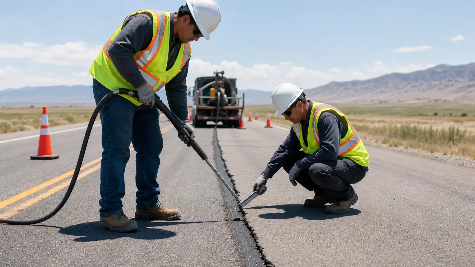 Quality-control step for crack sealing in Goshen, Utah