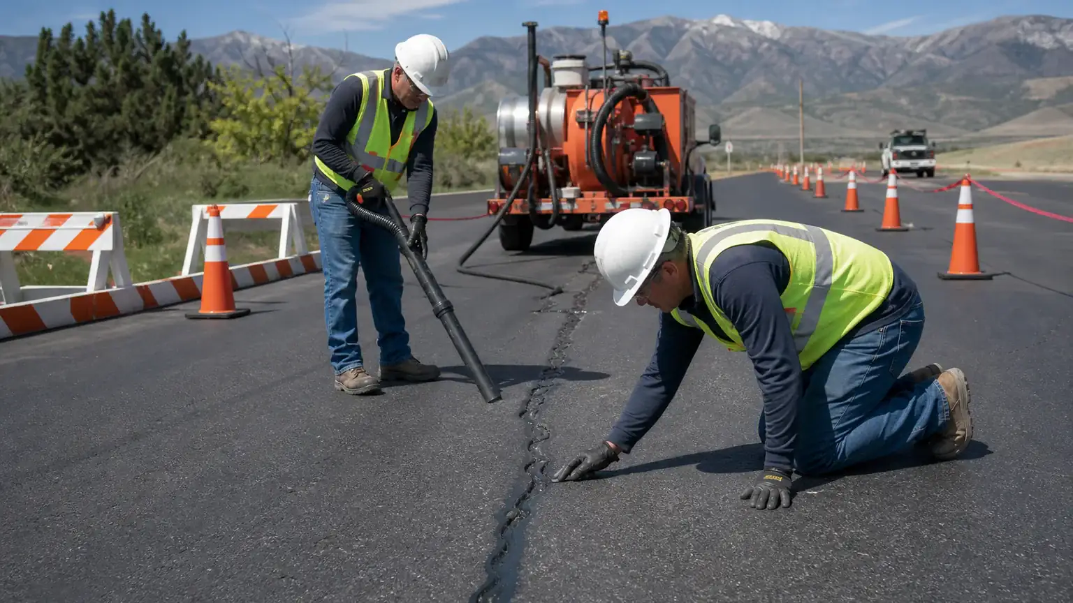 Quality-control step for crack sealing in Highland, Utah
