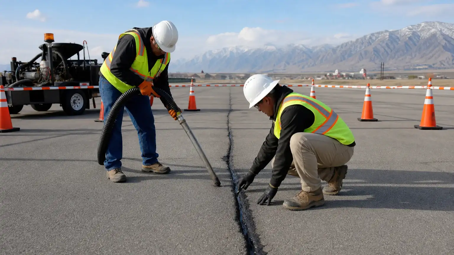 Quality-control step for crack sealing in Lindon, Utah
