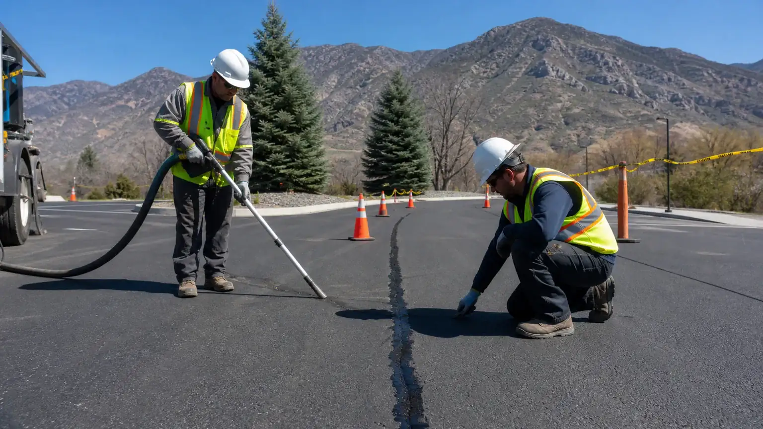 Quality-control step for crack sealing in Mapleton, Utah