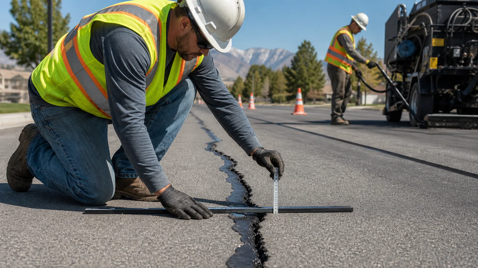 Quality-control step for crack sealing in Orem, Utah
