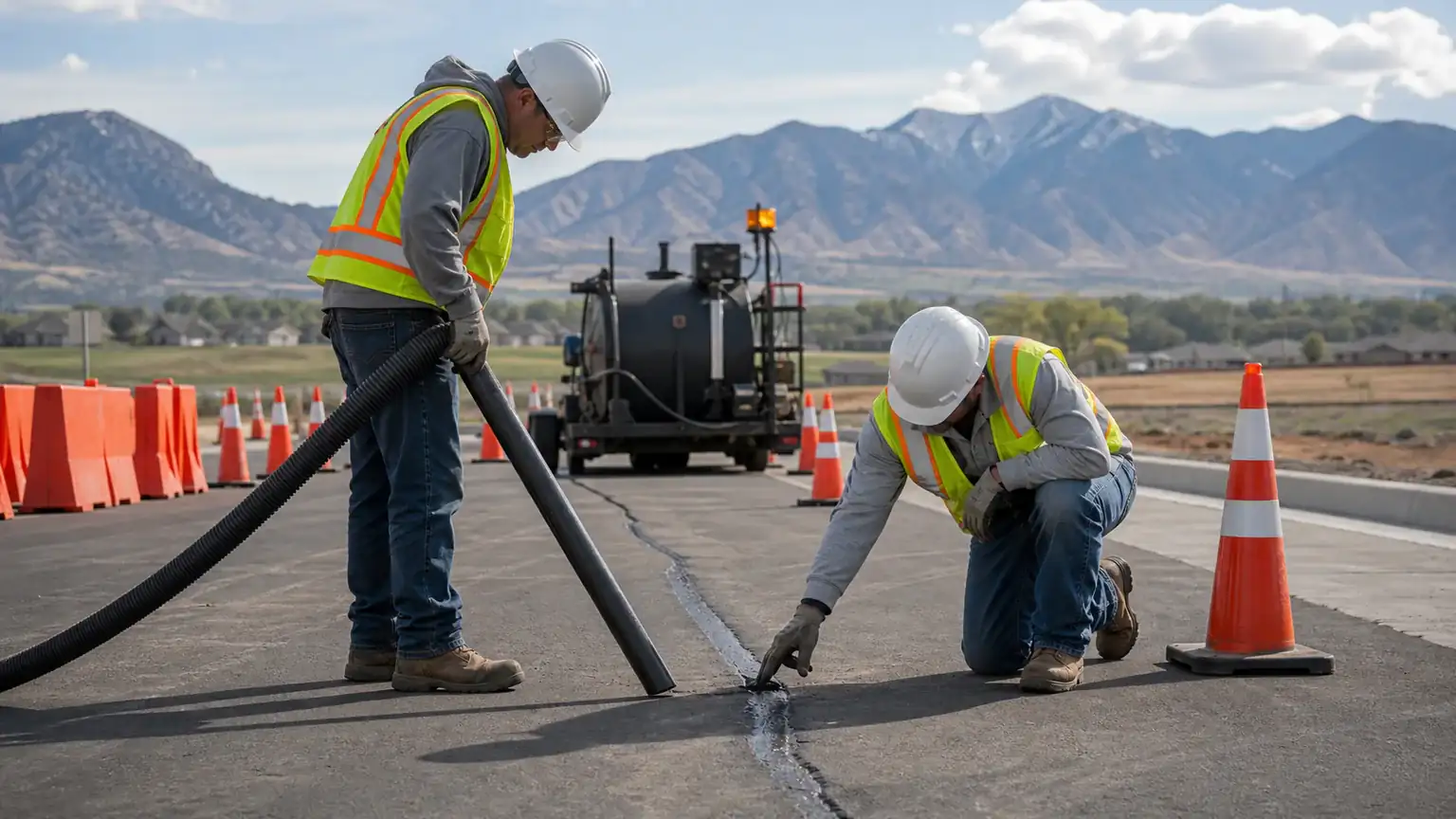 Quality-control step for crack sealing in Payson, Utah