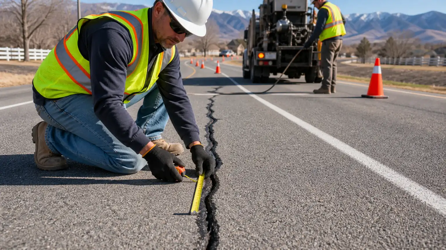 Quality-control step for crack sealing in Salem, Utah
