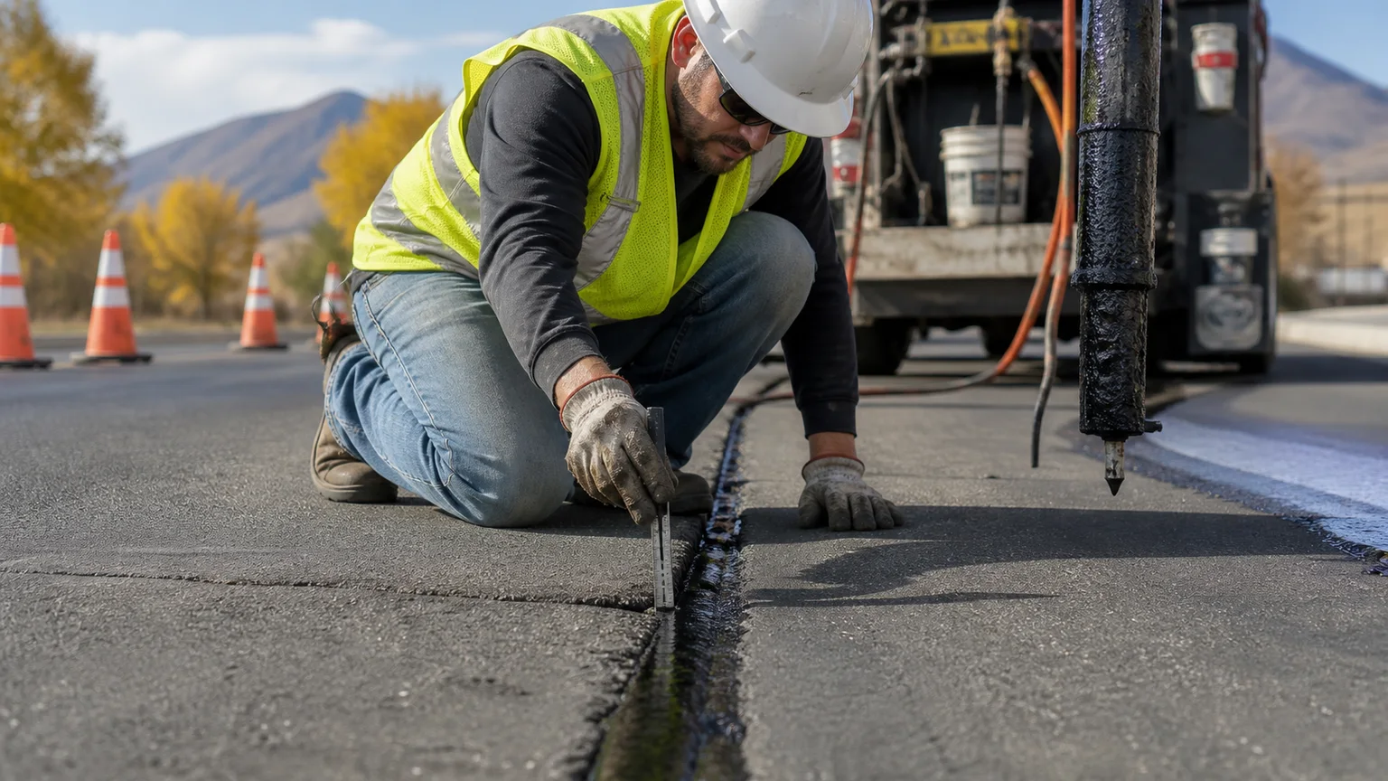 Quality-control step for crack sealing in Saratoga Springs, Utah