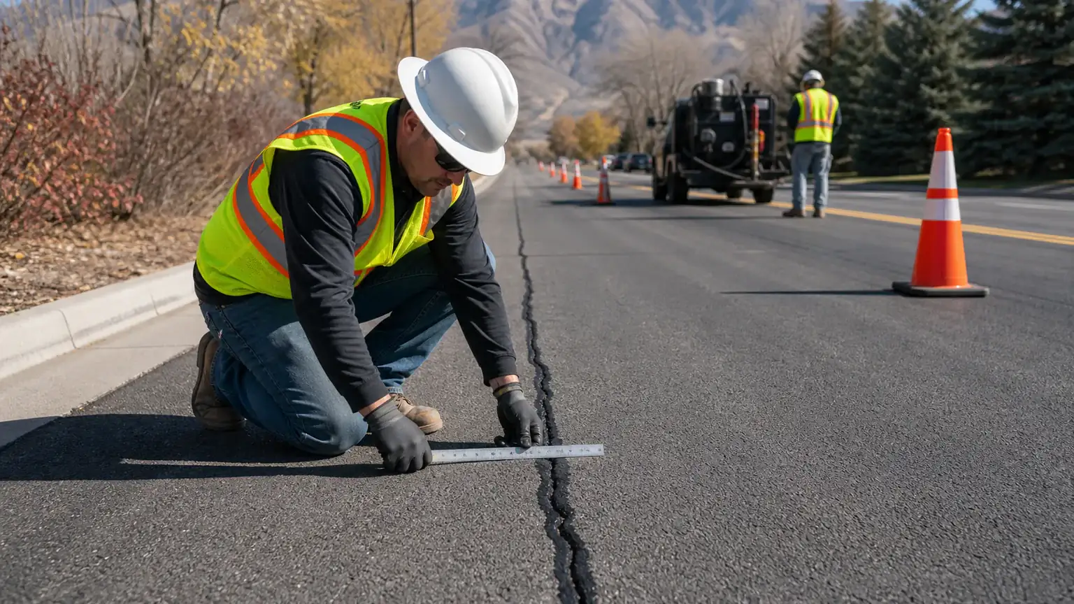 Quality-control step for crack sealing in Spring Lake, Utah