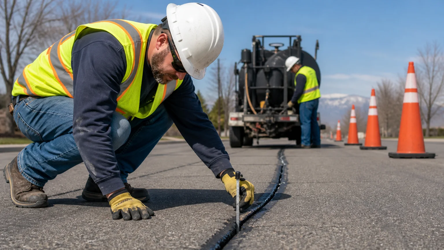 Quality-control step for crack sealing in West Jordan, Utah