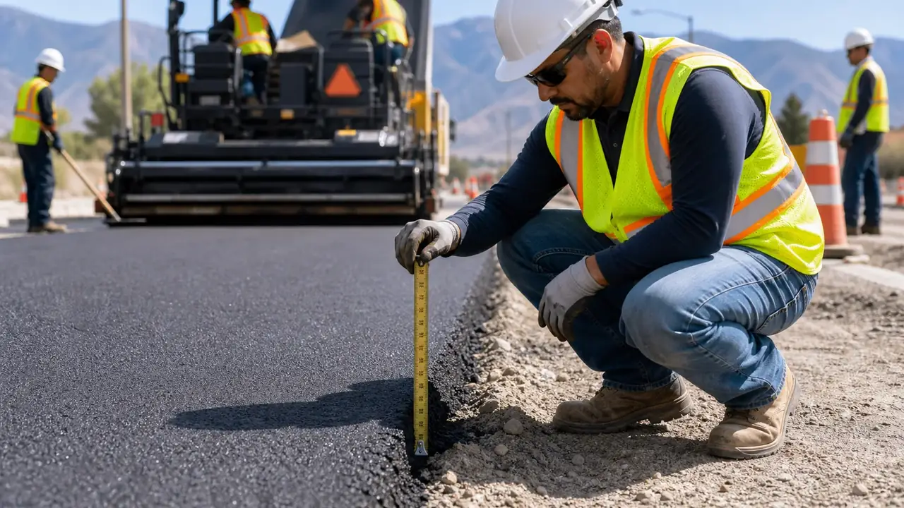 Quality-control step for parking lot paving in American Fork, Utah