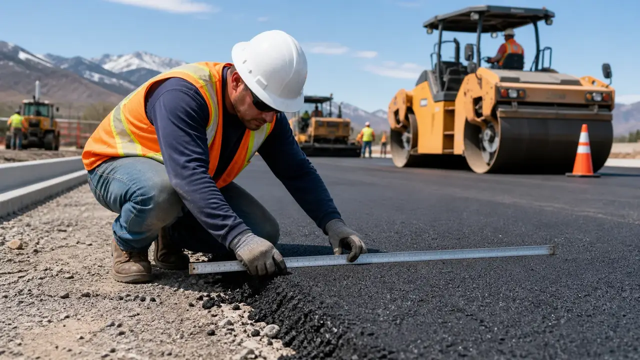 Parking Lot Paving crew working in a controlled Bluffdale, Utah pavement area