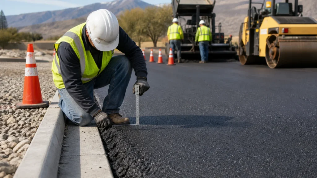 Parking Lot Paving in Utah quality-control inspection on Utah pavement