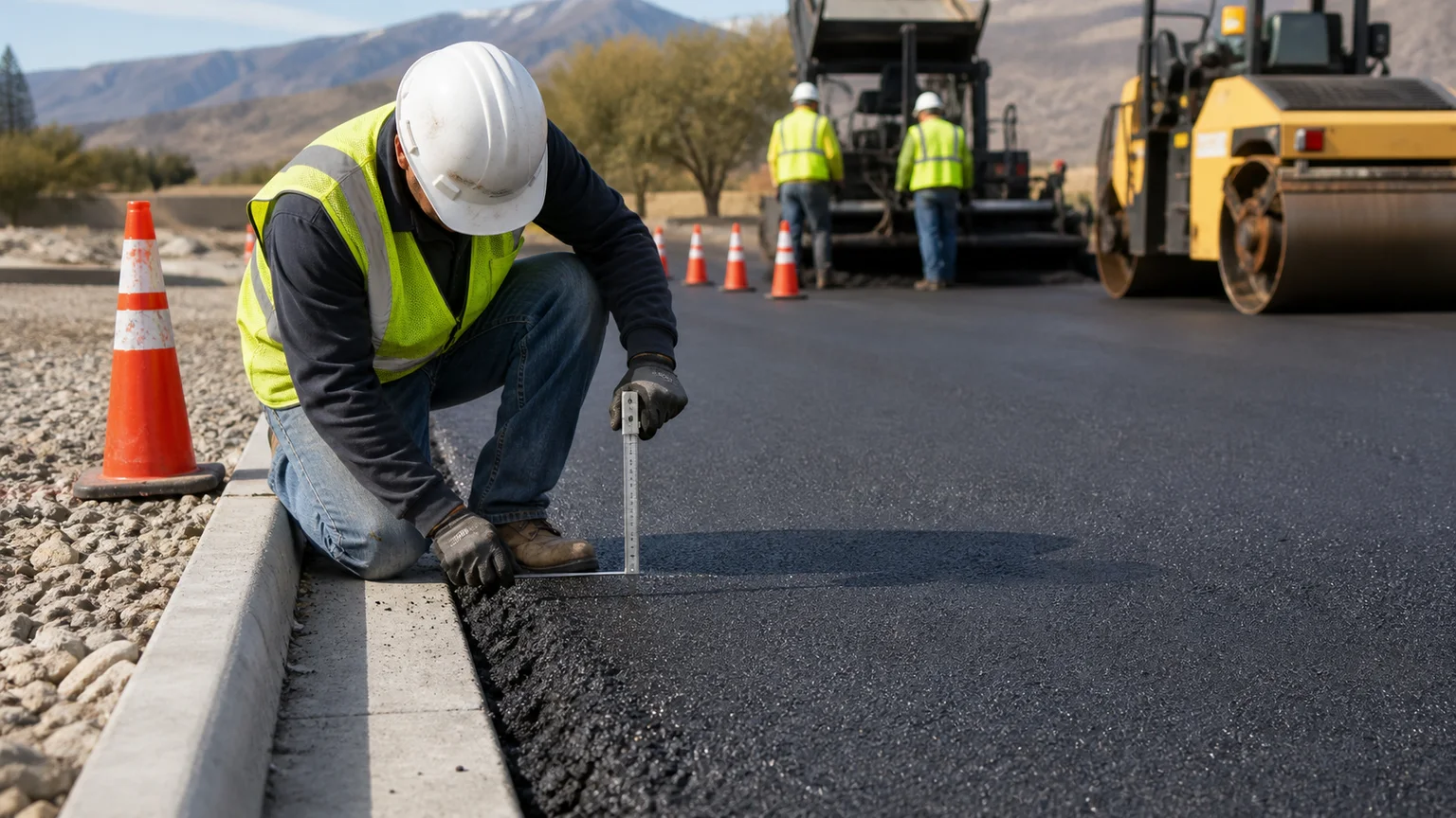 Quality-control step for parking lot paving in Draper, Utah
