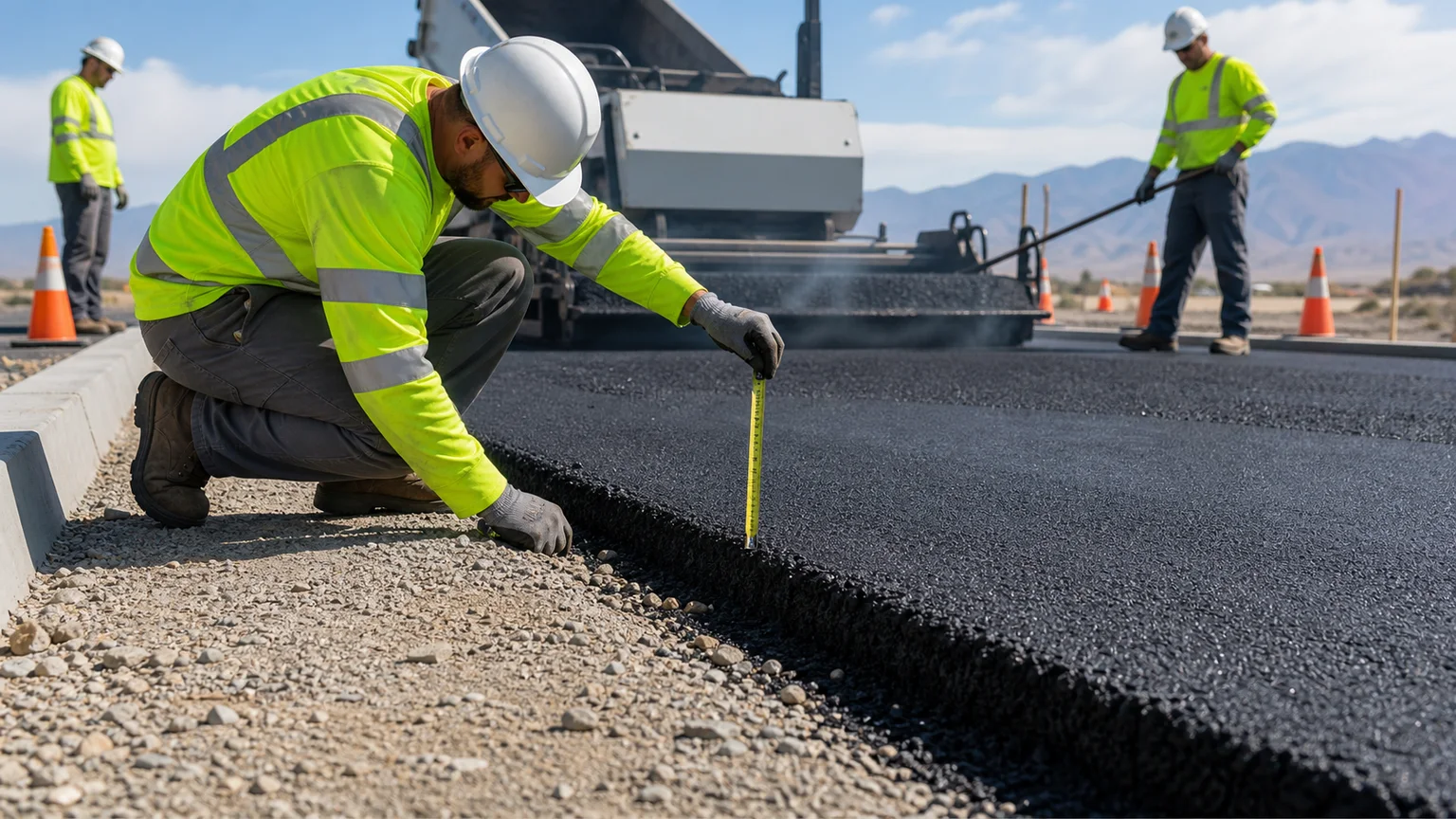 Quality-control step for parking lot paving in Elk Ridge, Utah