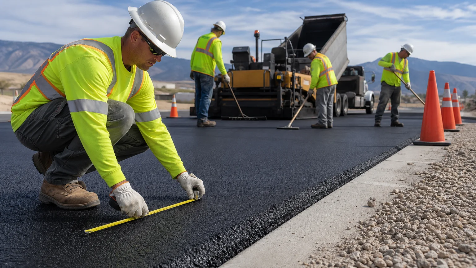 Quality-control step for parking lot paving in Genola, Utah