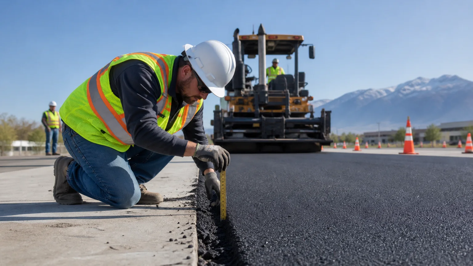 Quality-control step for parking lot paving in Lehi, Utah