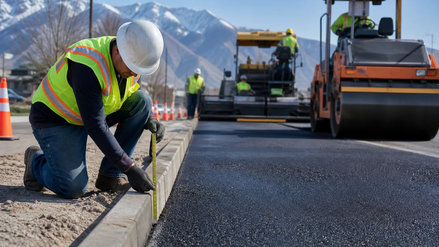 Quality-control step for parking lot paving in Orem, Utah