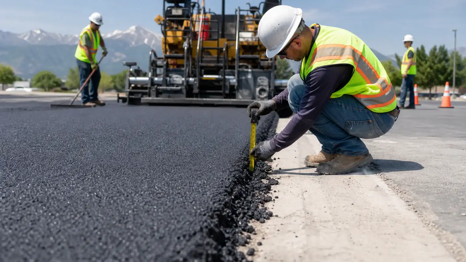 Quality-control step for parking lot paving in Pleasant Grove, Utah