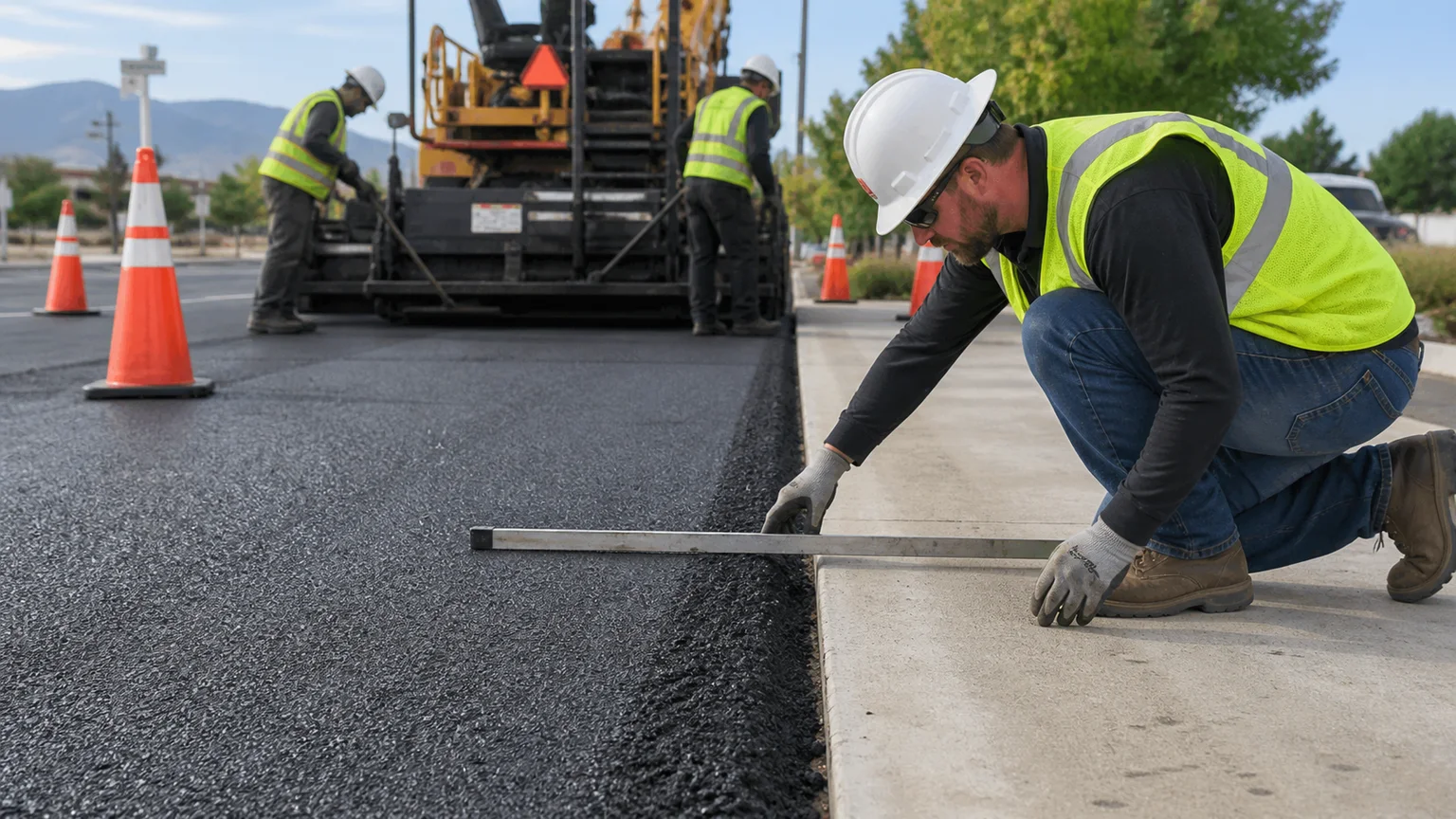 Quality-control step for parking lot paving in Sandy, Utah