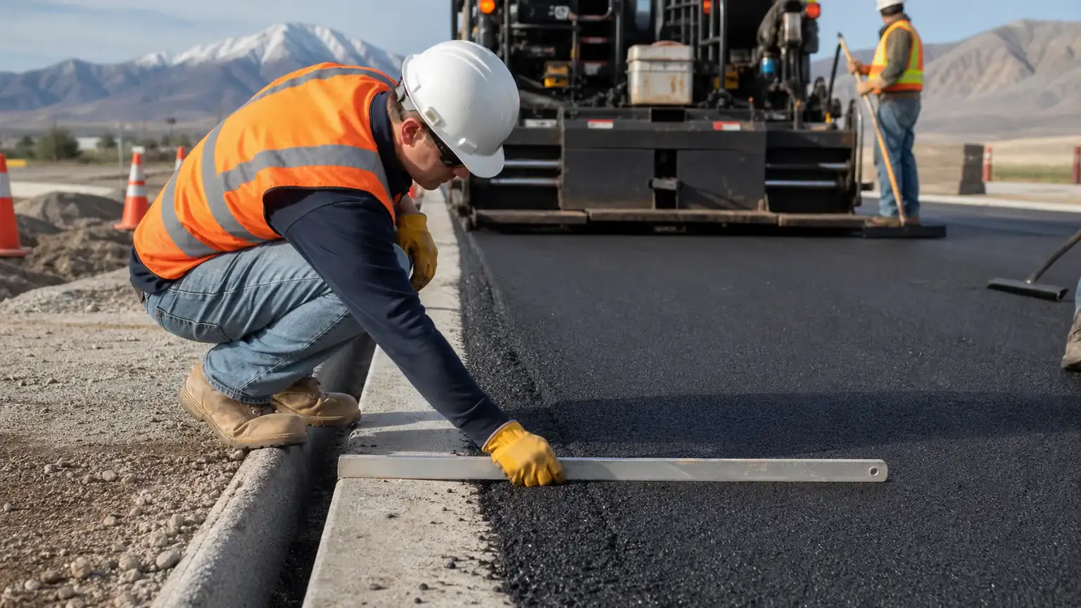 Quality-control step for parking lot paving in Santaquin, Utah