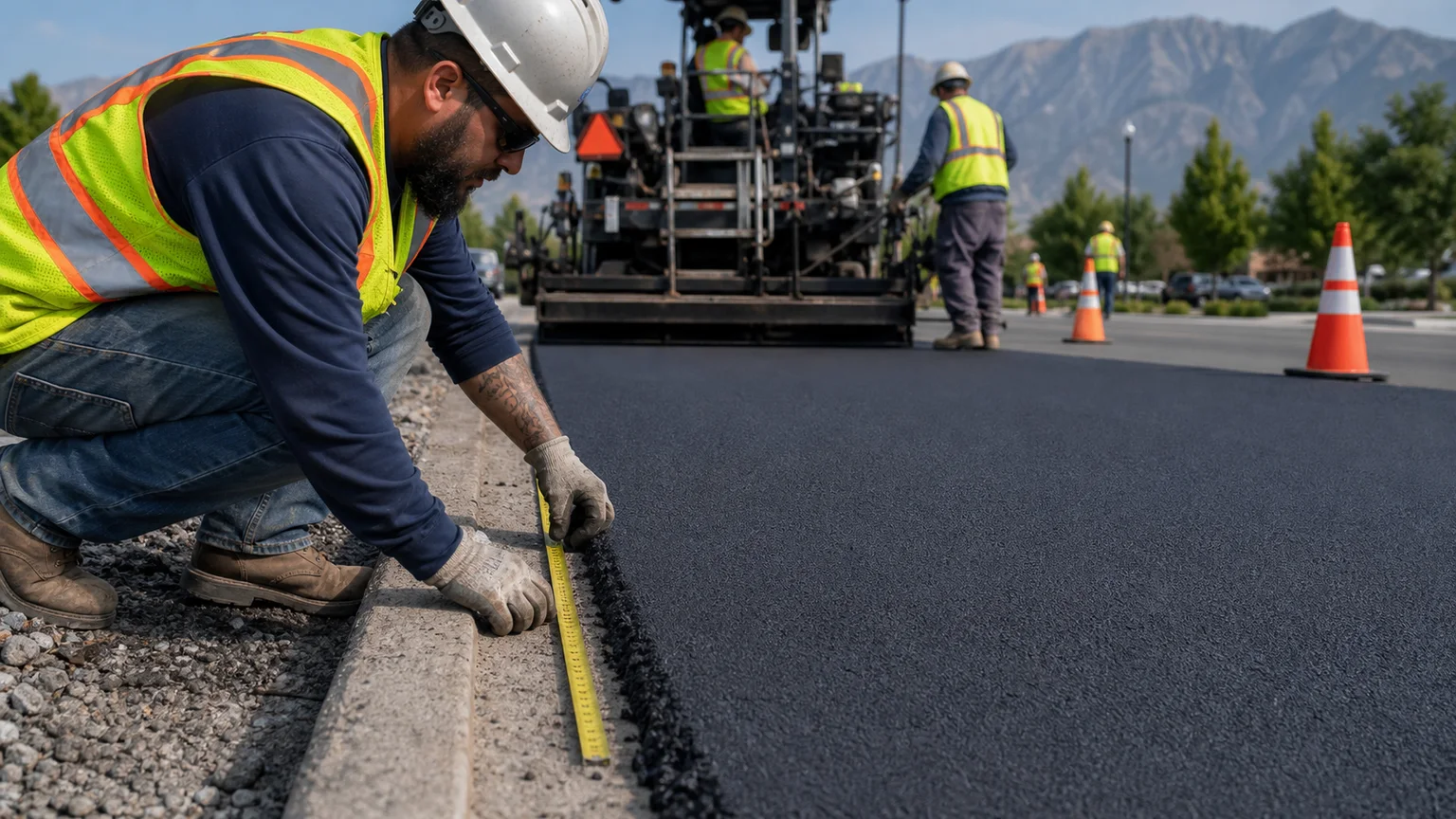 Quality-control step for parking lot paving in Spanish Fork, Utah