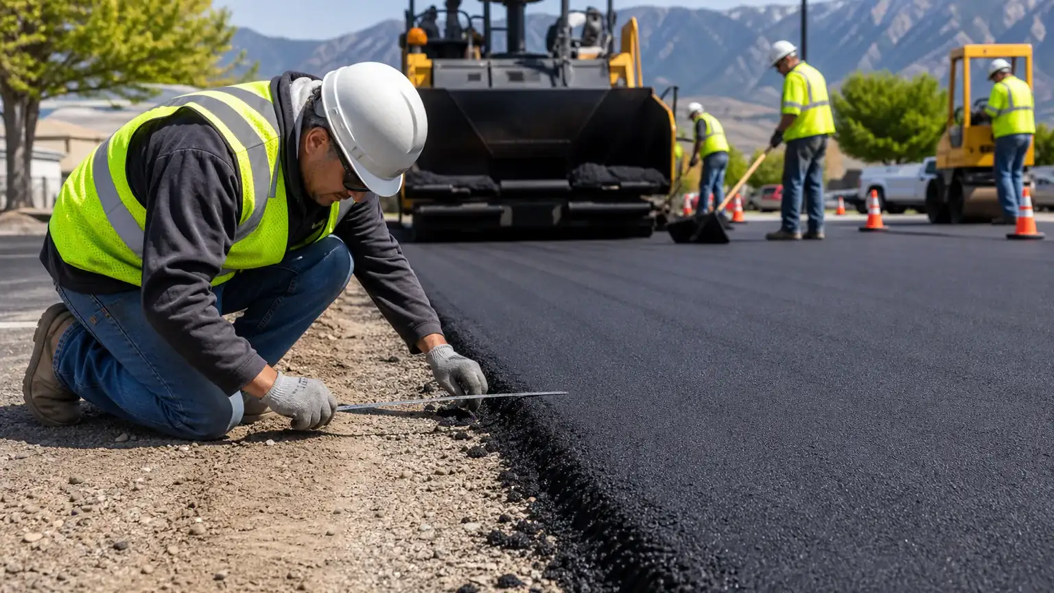 Quality-control step for parking lot paving in Springville, Utah