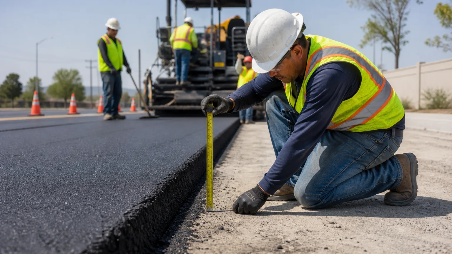 Quality-control step for parking lot paving in West Valley City, Utah