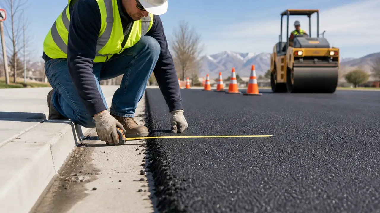 Quality-control step for pavement maintenance in Bluffdale, Utah