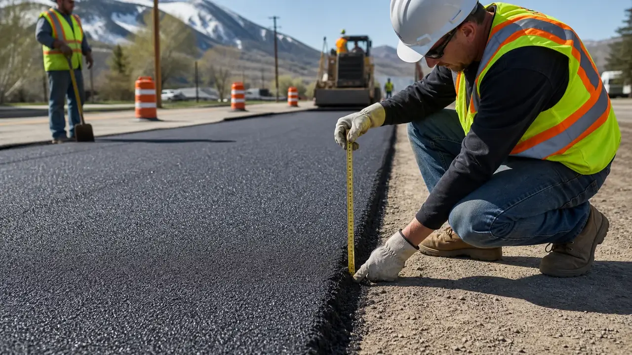 Quality-control step for pavement maintenance in Cedar Fort, Utah