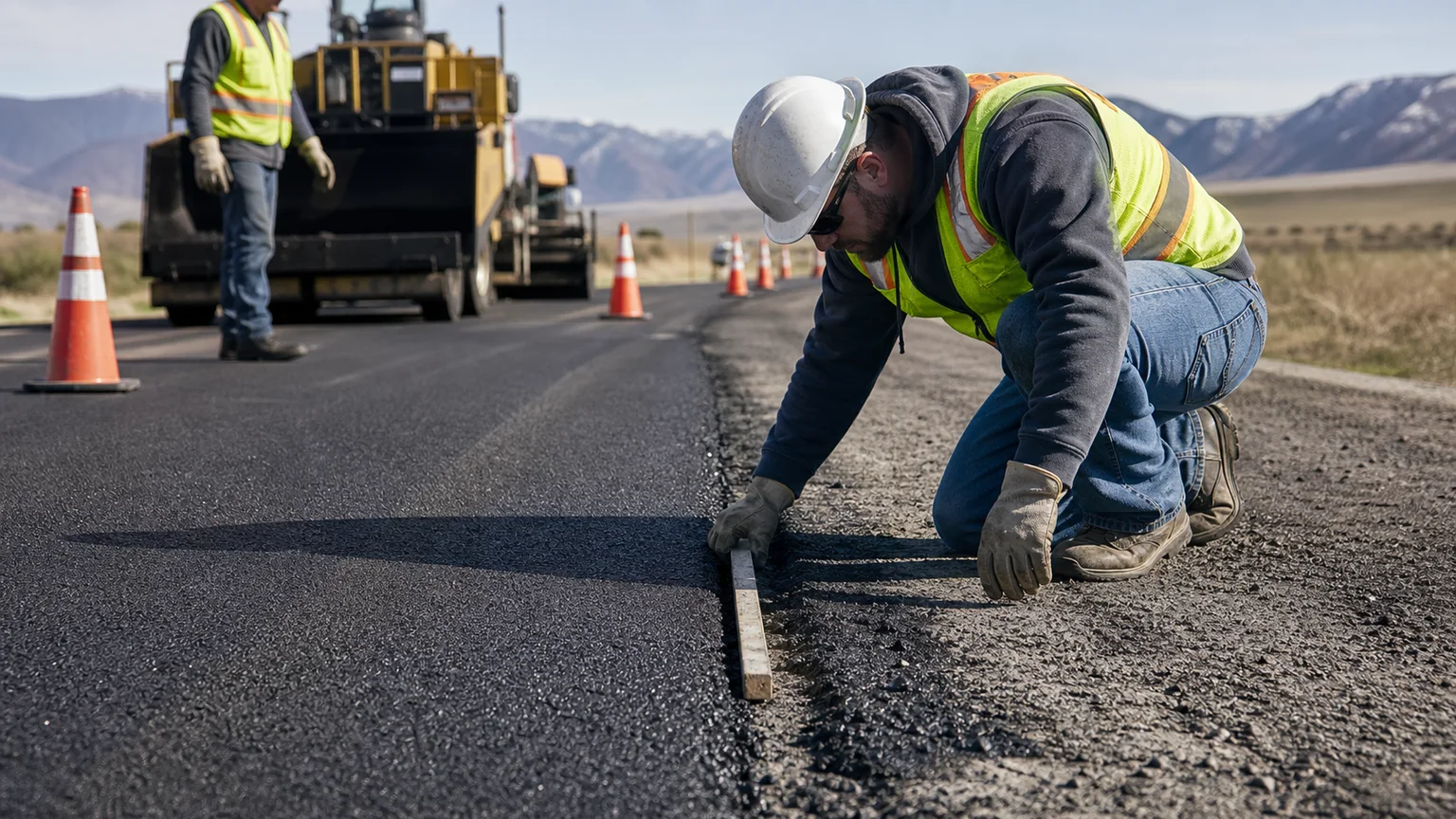 Quality-control step for pavement maintenance in Eagle Mountain, Utah