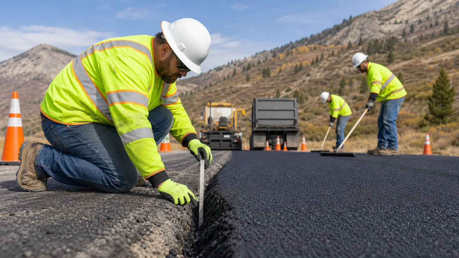 Quality-control step for pavement maintenance in Elk Ridge, Utah