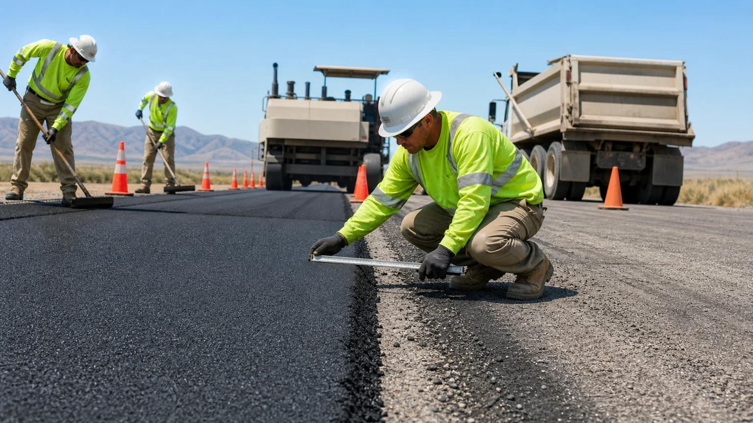 Quality-control step for pavement maintenance in Fairfield, Utah