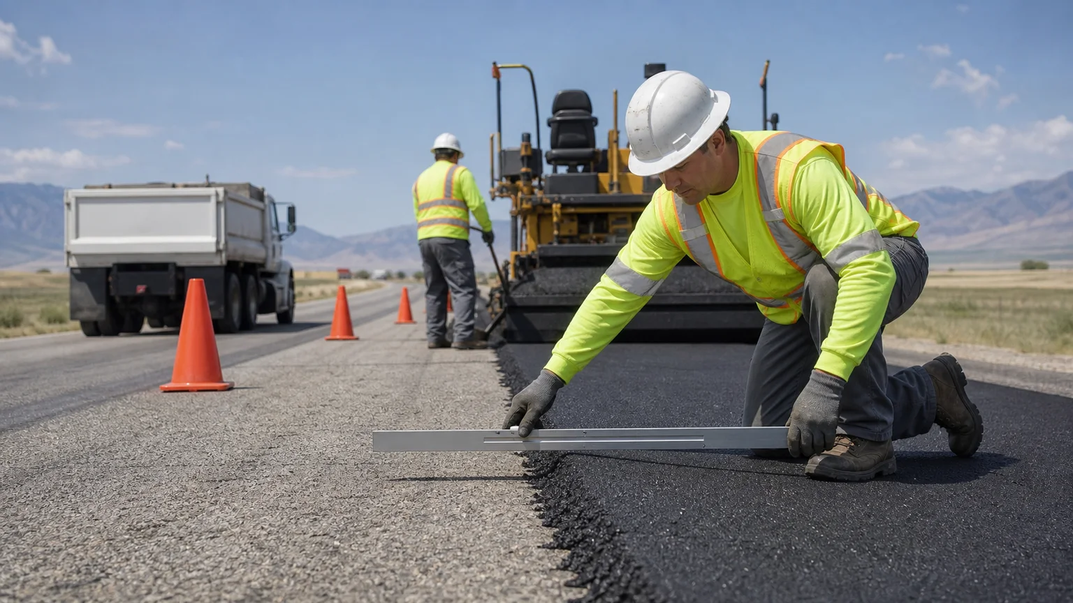 Quality-control step for pavement maintenance in Genola, Utah