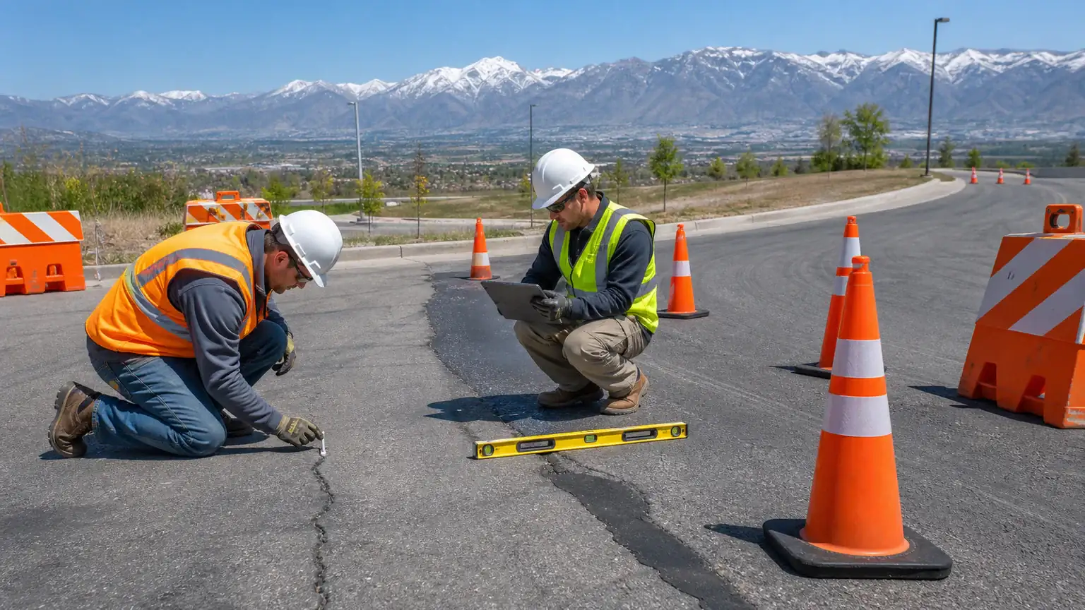 Quality-control step for pavement maintenance in Highland, Utah