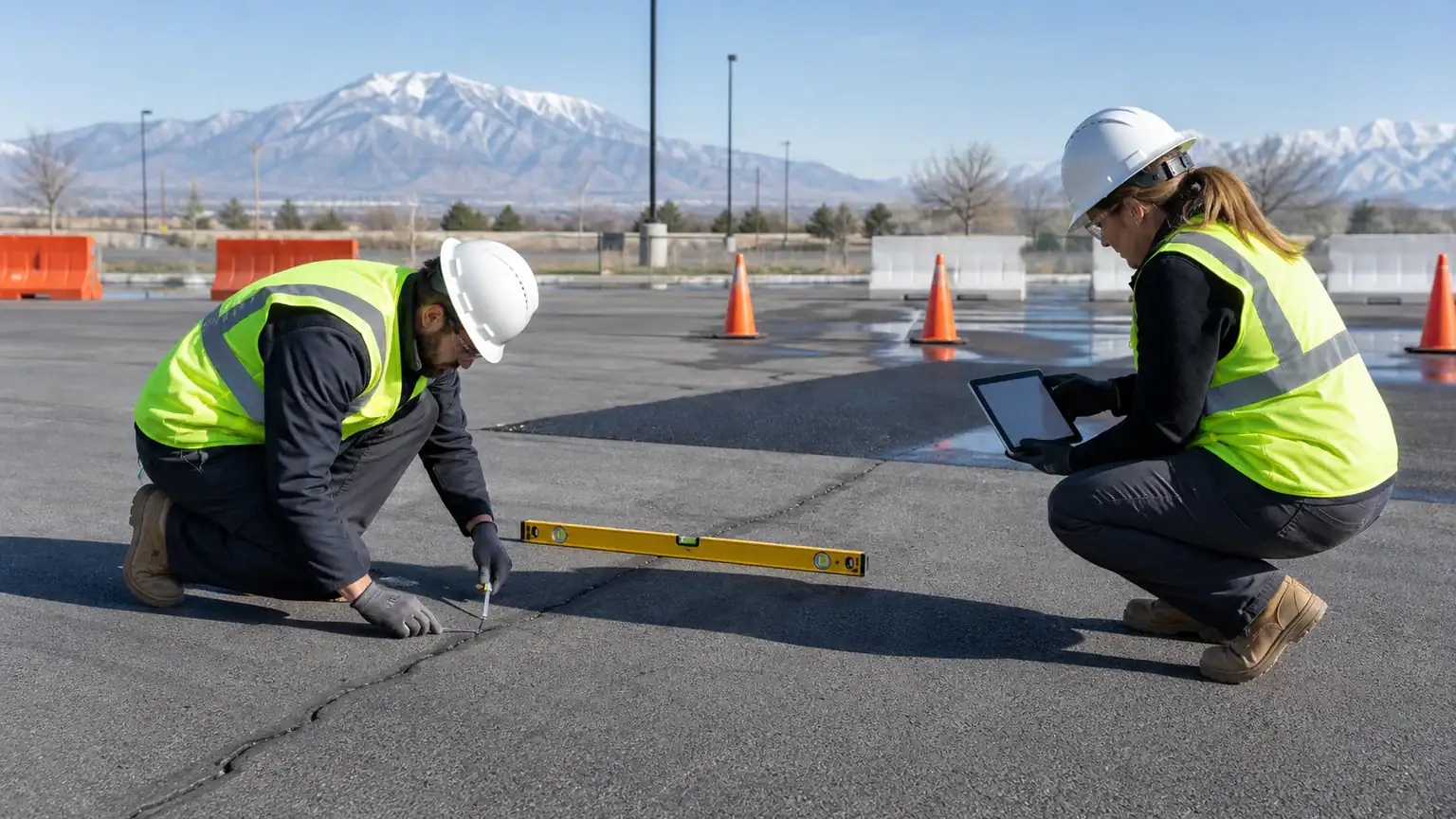 Quality-control step for pavement maintenance in Lindon, Utah