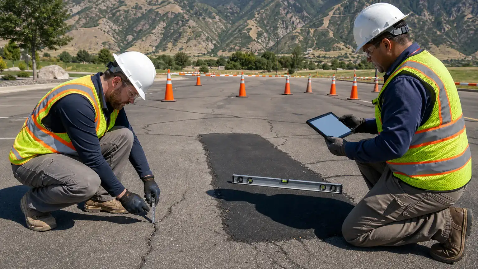 Quality-control step for pavement maintenance in Mapleton, Utah
