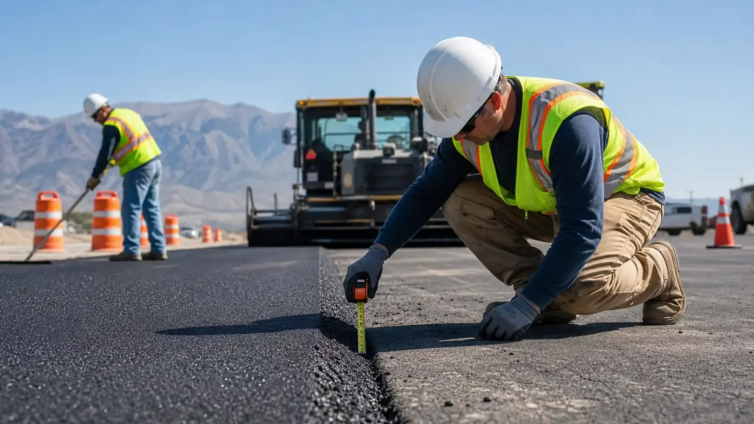 Quality-control step for pavement maintenance in Pleasant Grove, Utah
