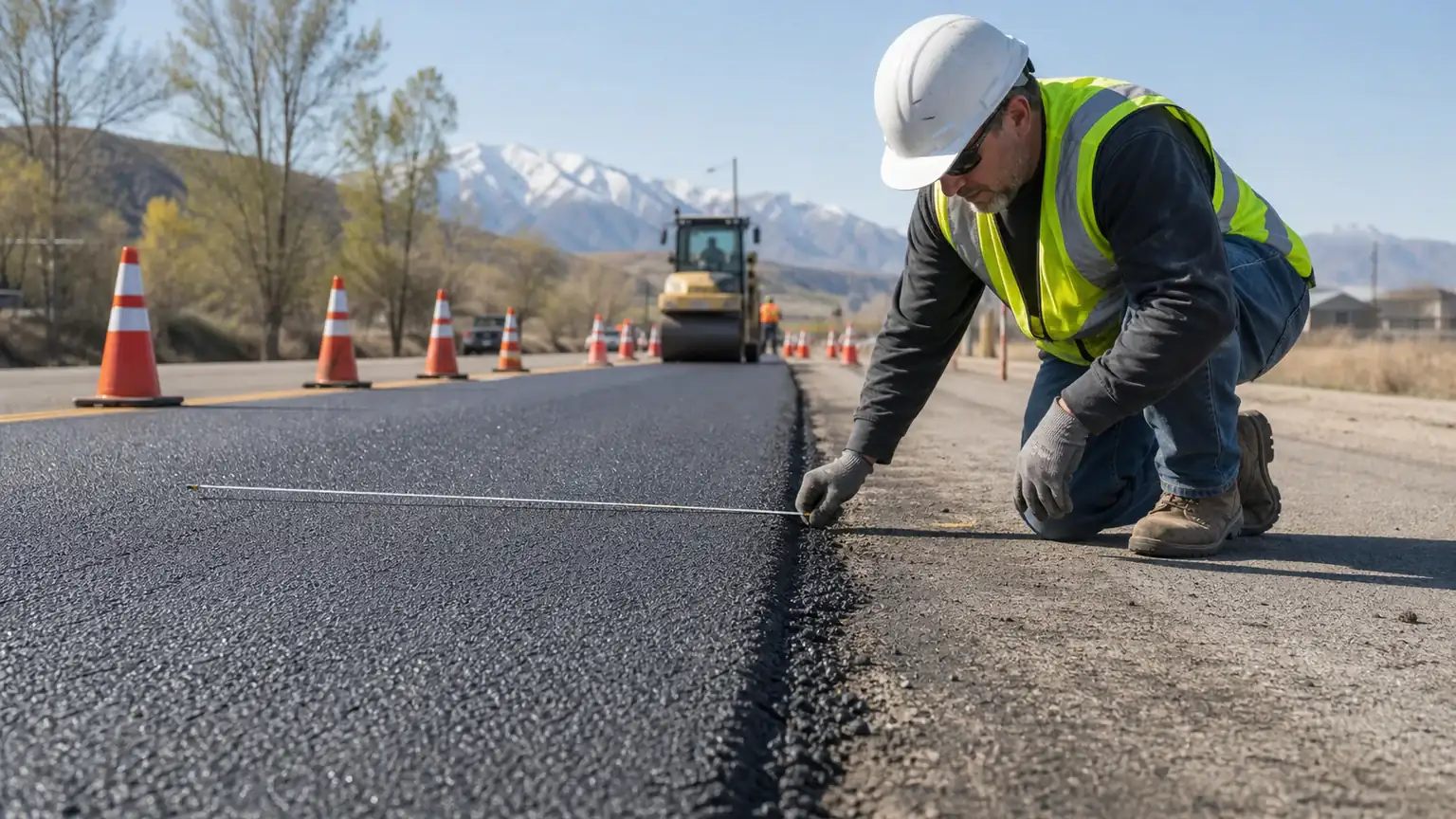 Quality-control step for pavement maintenance in Santaquin, Utah