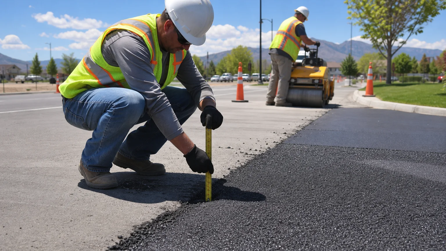 Quality-control step for pavement maintenance in Saratoga Springs, Utah
