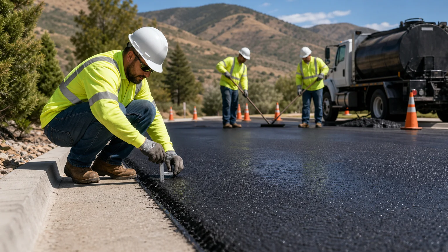 Quality-control step for sealcoating in Elk Ridge, Utah