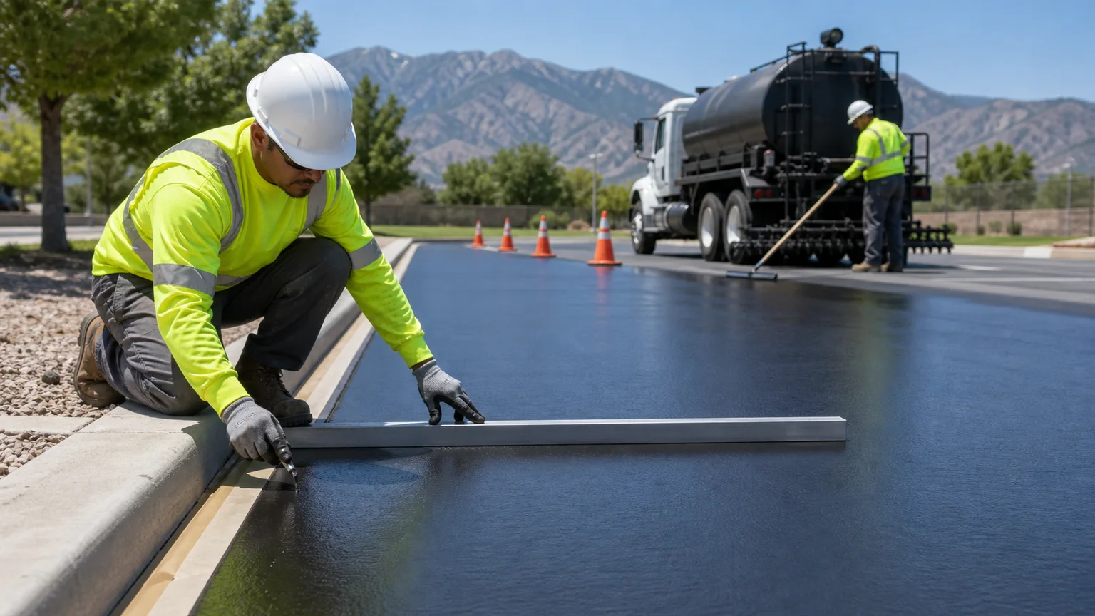 Quality-control step for sealcoating in Fairfield, Utah