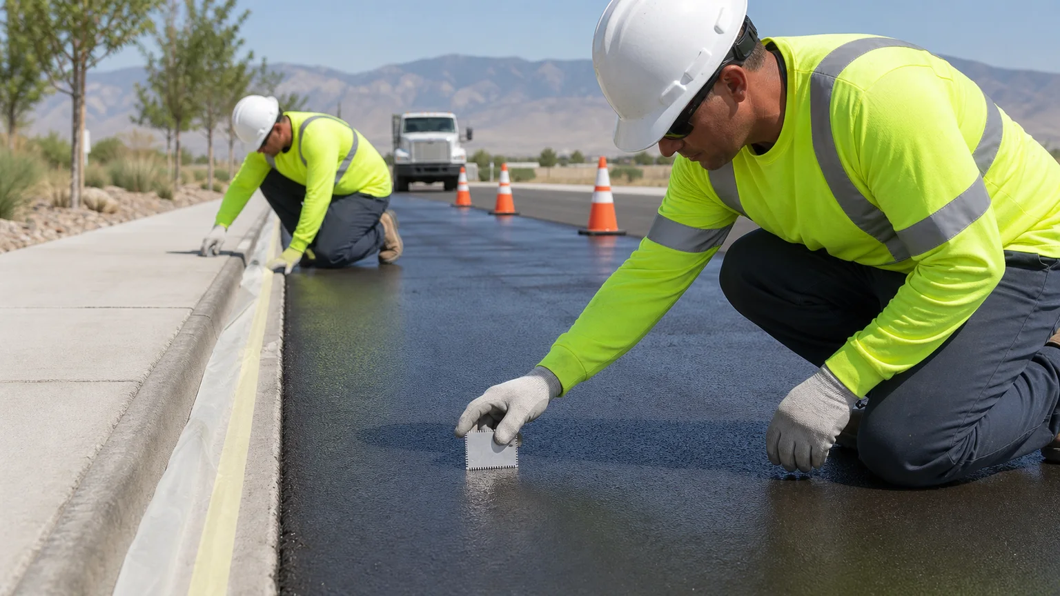 Quality-control step for sealcoating in Genola, Utah